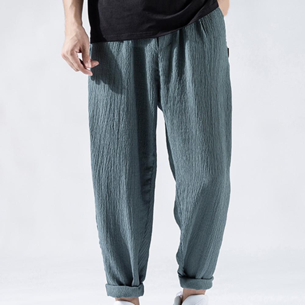 Pantaloni da uomo in cotone e lino larghi in stile giapponese, nuovi pantaloni in lino traspiranti per l'estate, pantaloni a tinta unita, streetwear fitness, taglia plus M-3XL.