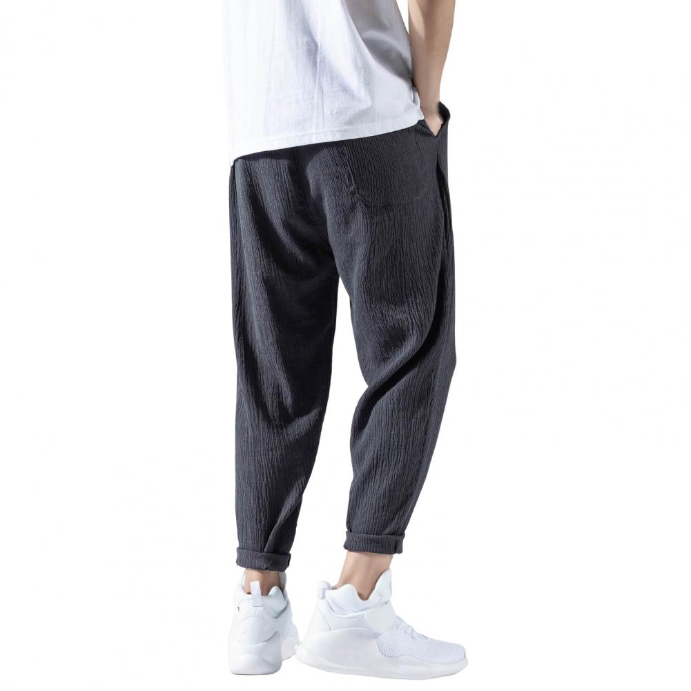 Pantaloni da uomo in cotone e lino larghi in stile giapponese, nuovi pantaloni in lino traspiranti per l'estate, pantaloni a tinta unita, streetwear fitness, taglia plus M-3XL.