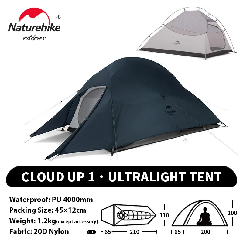 Tenda da campeggio Naturehike Cloud Up per 1, 2, 3 persone, tenda ultraleggera impermeabile, tende da trekking, rifugio per escursioni e campeggio, tenda da viaggio