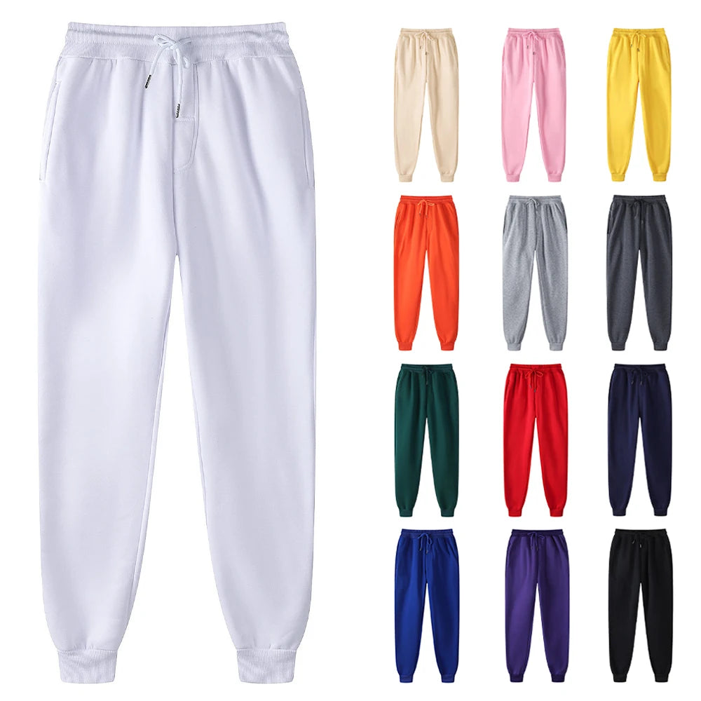 Pantaloni da jogging in pile senza stampa, pantaloni da corsa per uomo, pantaloni sportivi bianchi da uomo, pantaloni all'ingrosso per uomo, pantalones de hombre.