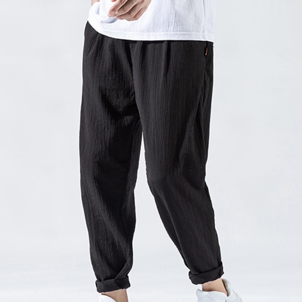 Pantaloni da uomo in cotone e lino larghi in stile giapponese, nuovi pantaloni in lino traspiranti per l'estate, pantaloni a tinta unita, streetwear fitness, taglia plus M-3XL.