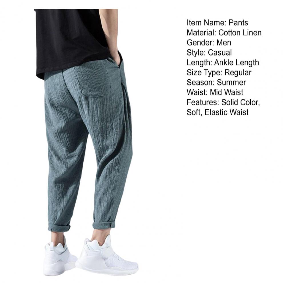 Pantaloni da uomo in cotone e lino larghi in stile giapponese, nuovi pantaloni in lino traspiranti per l'estate, pantaloni a tinta unita, streetwear fitness, taglia plus M-3XL.