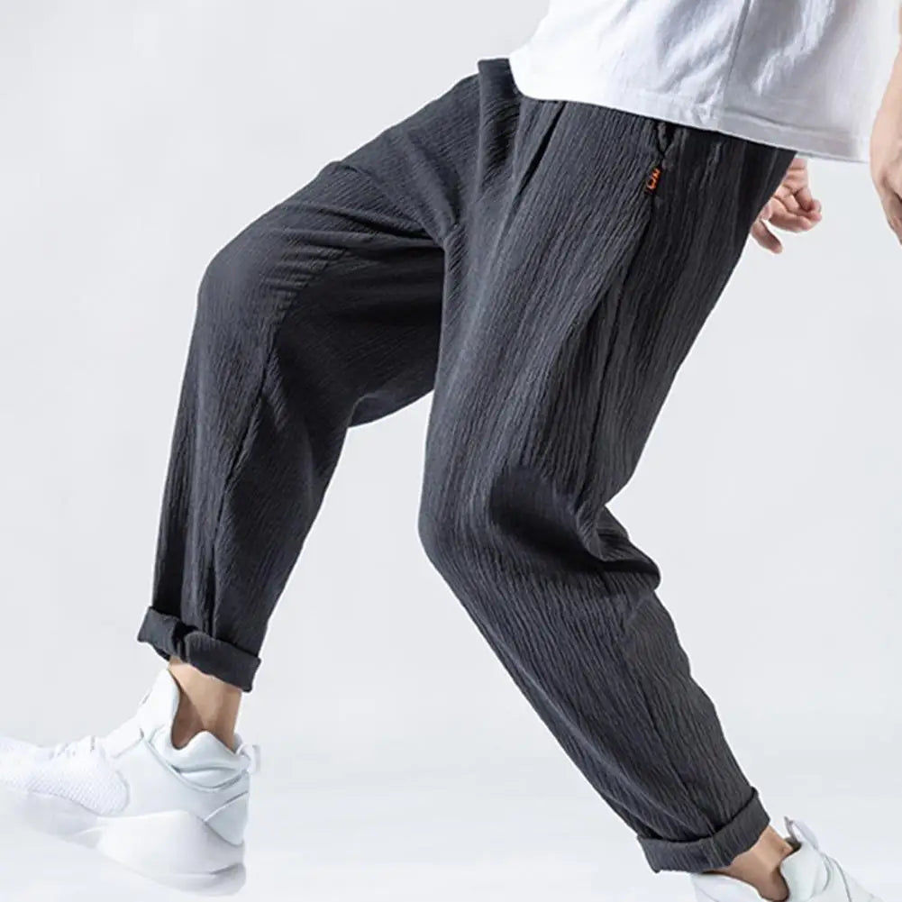 Pantaloni da uomo in cotone e lino larghi in stile giapponese, nuovi pantaloni in lino traspiranti per l'estate, pantaloni a tinta unita, streetwear fitness, taglia plus M-3XL.