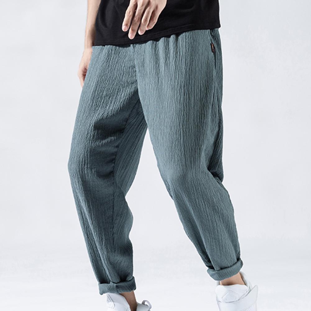 Pantaloni da uomo in cotone e lino larghi in stile giapponese, nuovi pantaloni in lino traspiranti per l'estate, pantaloni a tinta unita, streetwear fitness, taglia plus M-3XL.