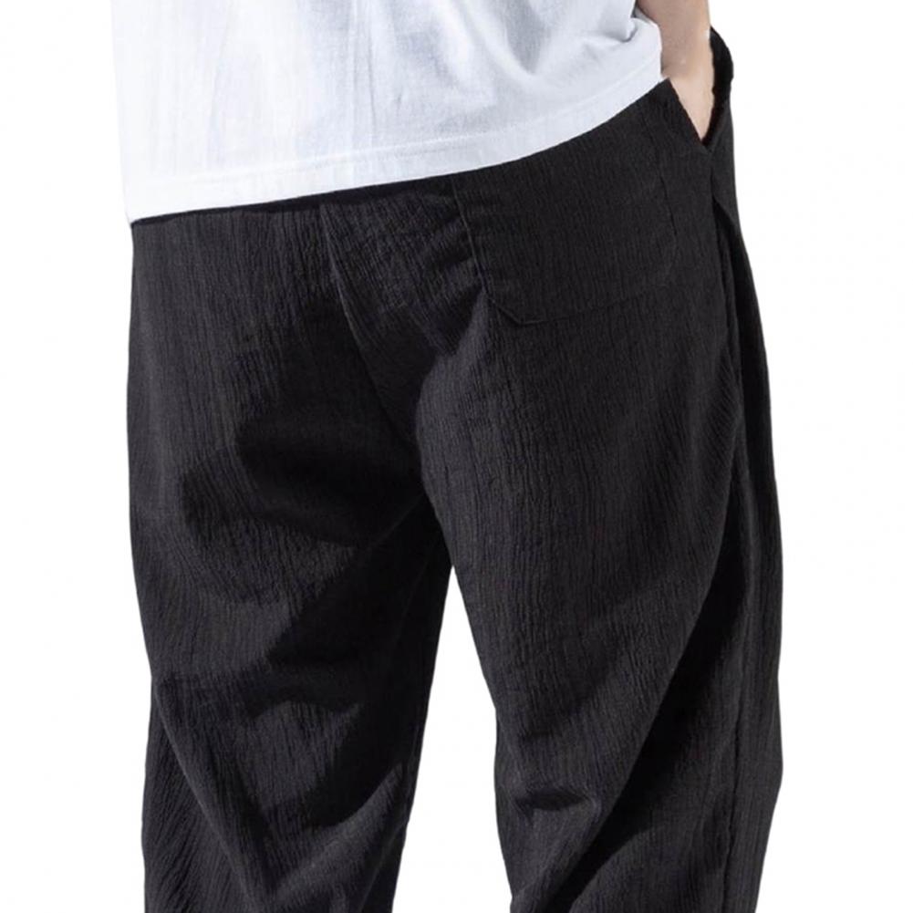 Pantaloni da uomo in cotone e lino larghi in stile giapponese, nuovi pantaloni in lino traspiranti per l'estate, pantaloni a tinta unita, streetwear fitness, taglia plus M-3XL.