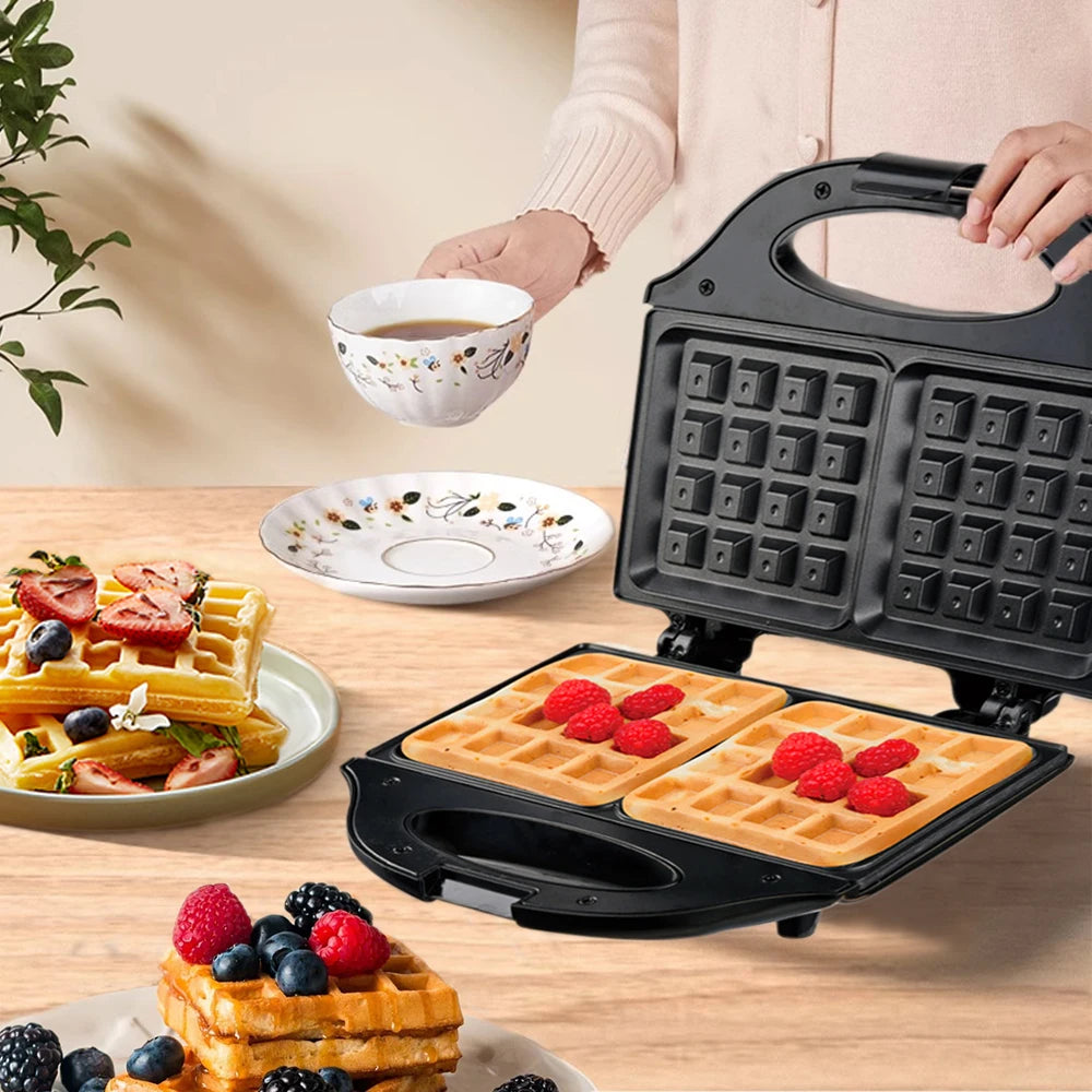 Macchina per Waffle Elettrica Professionale, Elettrodomestico da Cucina Multifunzionale, Macchina per Waffle da Colazione, Piastra in Ferro Antiaderente