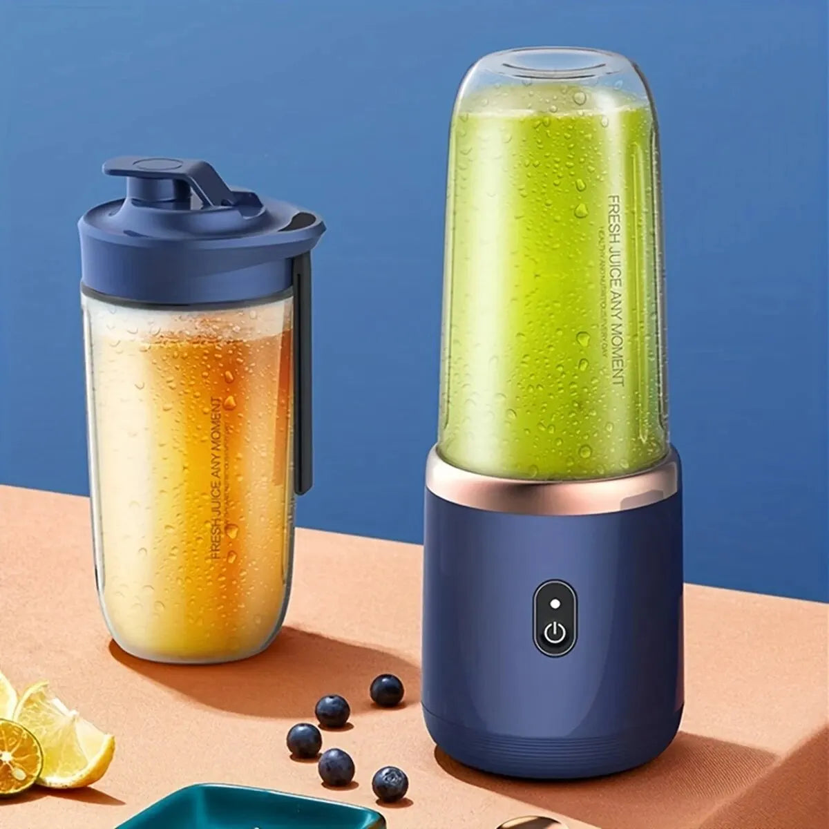 Frullatore Portatile Elettrico con Bottiglia, 6 Lame Multifunzionali, Frullatore per Succo Fresco, Frullatore per Smoothie, Tritacubo per Ghiaccio, Processore Alimentare