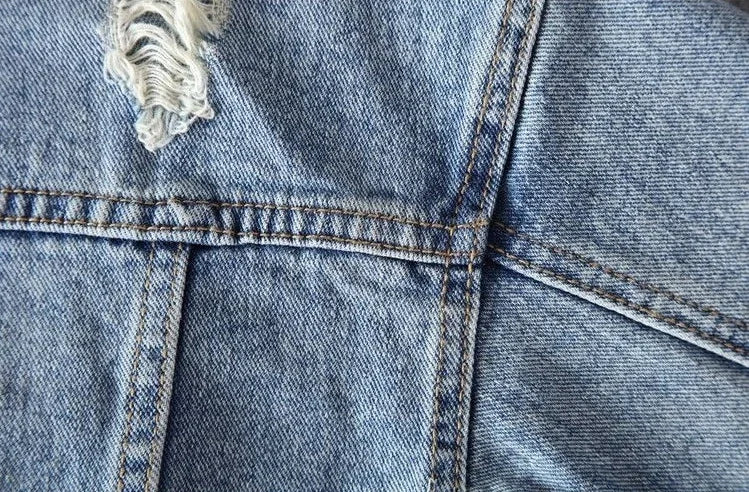 Giacca in denim da uomo vintage con stampa, giacca in jeans per uomo, con strappi e buchi, alta qualità al prezzo più basso, taglia L, modello casual Y2K, ampia.