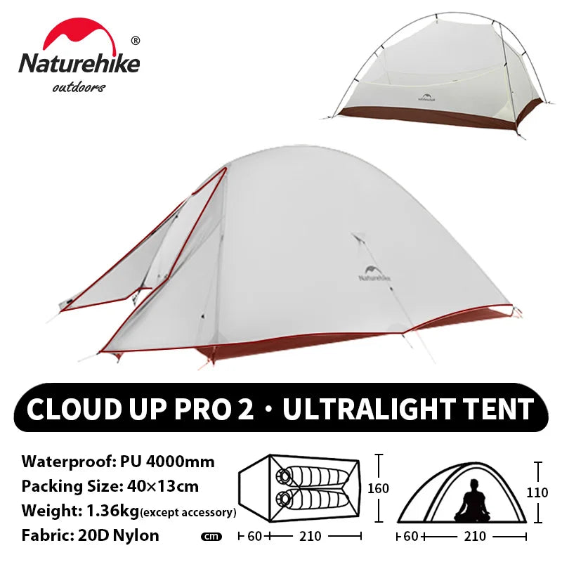 Tenda da campeggio Naturehike Cloud Up per 1, 2, 3 persone, tenda ultraleggera impermeabile, tende da trekking, rifugio per escursioni e campeggio, tenda da viaggio