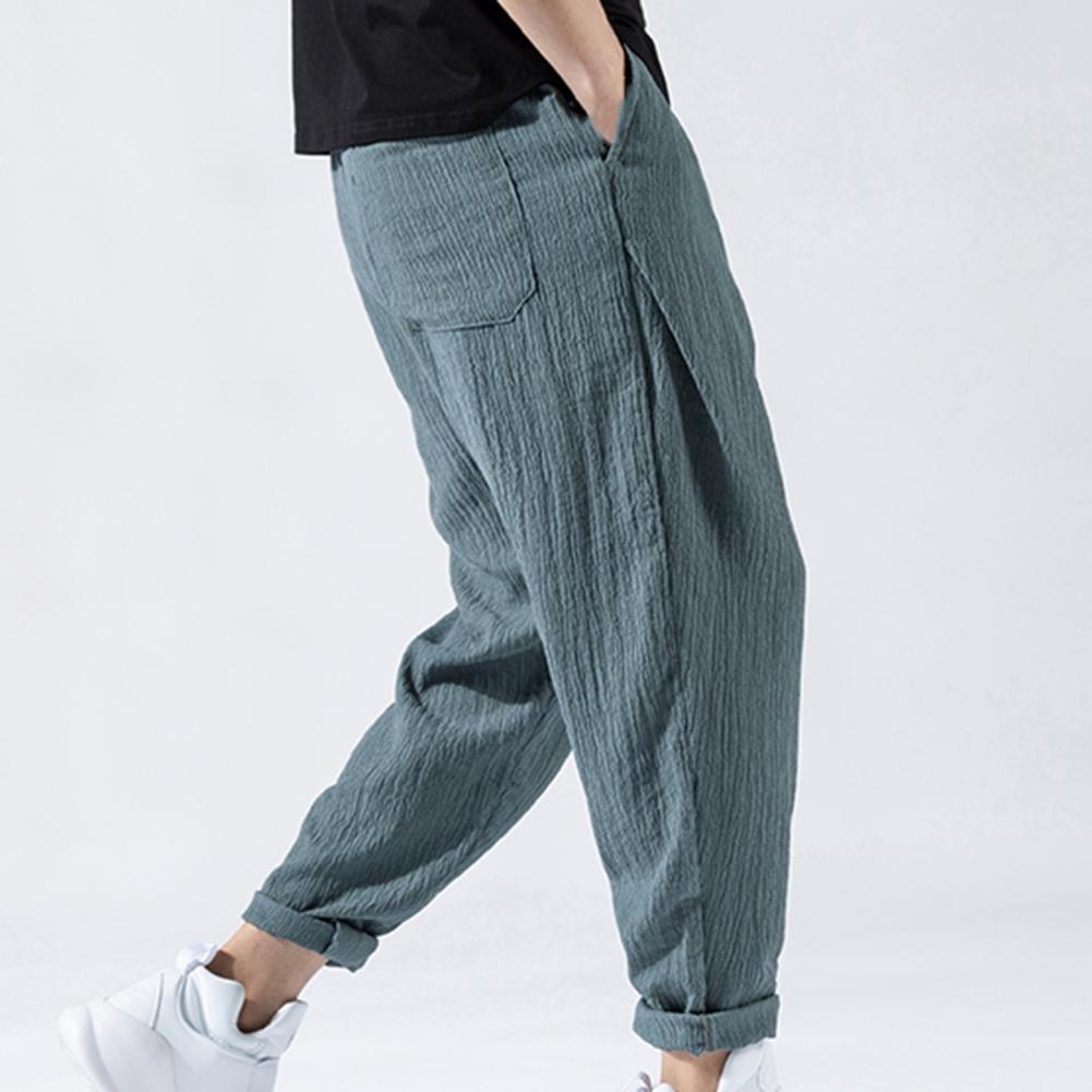 Pantaloni da uomo in cotone e lino larghi in stile giapponese, nuovi pantaloni in lino traspiranti per l'estate, pantaloni a tinta unita, streetwear fitness, taglia plus M-3XL.