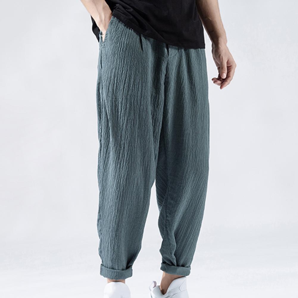 Pantaloni da uomo in cotone e lino larghi in stile giapponese, nuovi pantaloni in lino traspiranti per l'estate, pantaloni a tinta unita, streetwear fitness, taglia plus M-3XL.