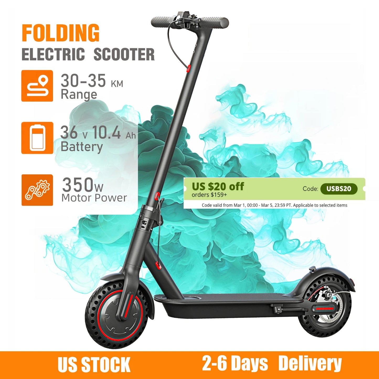 Scooter elettrico pieghevole da 350W per adulti e adolescenti, pneumatici antiscoppio, sistema frenante doppio, leggero, supporto APP.