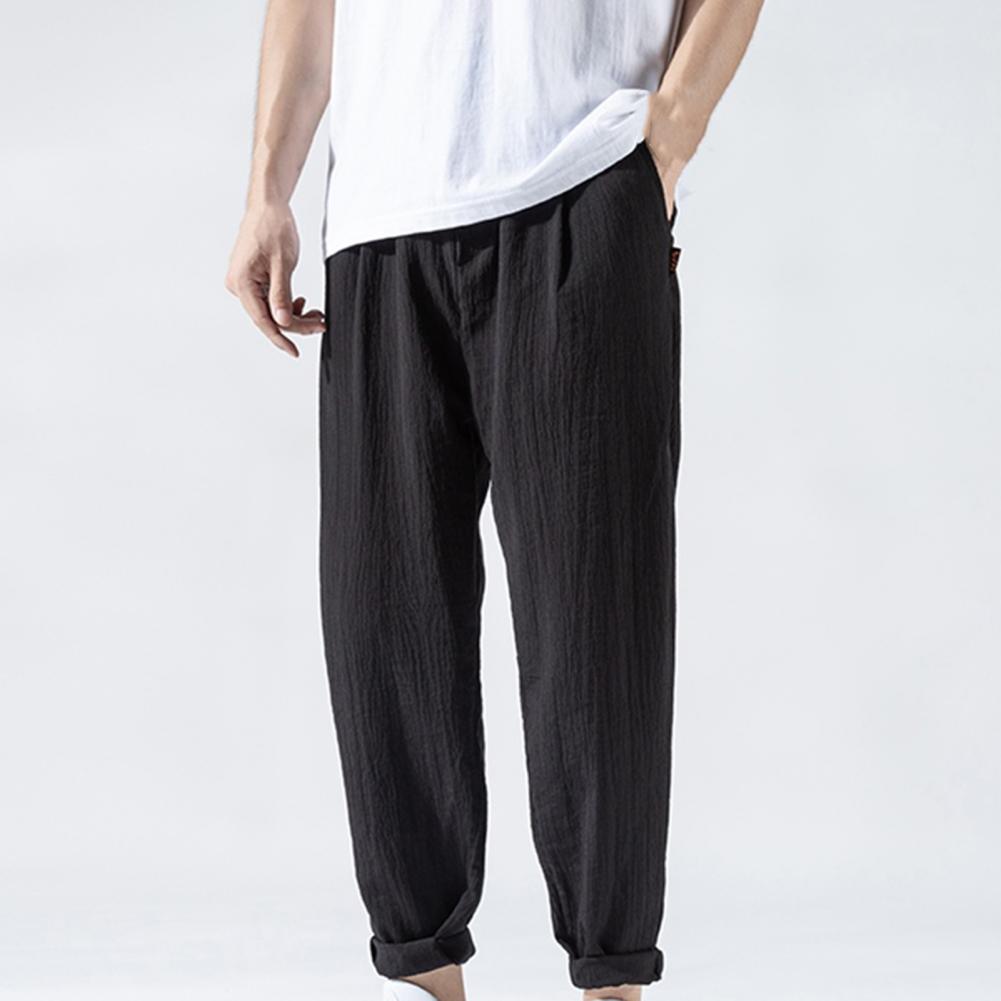 Pantaloni da uomo in cotone e lino larghi in stile giapponese, nuovi pantaloni in lino traspiranti per l'estate, pantaloni a tinta unita, streetwear fitness, taglia plus M-3XL.