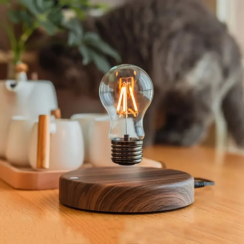 Luce notturna magnetica che levita con luna flottante, 3 temperature di colore, lampada 3D creativa con base in legno per regalo ufficio.