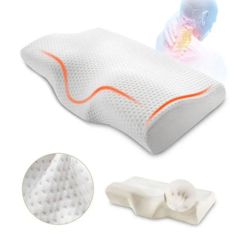 1 cuscino ortopedico in Memory Foam per letto, protezione del collo, cuscino in memory con rimbalzo lento, forma a farfalla, salute cervicale del collo