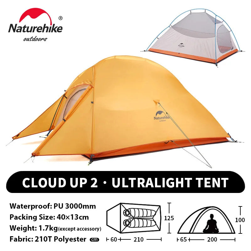 Tenda da campeggio Naturehike Cloud Up per 1, 2, 3 persone, tenda ultraleggera impermeabile, tende da trekking, rifugio per escursioni e campeggio, tenda da viaggio