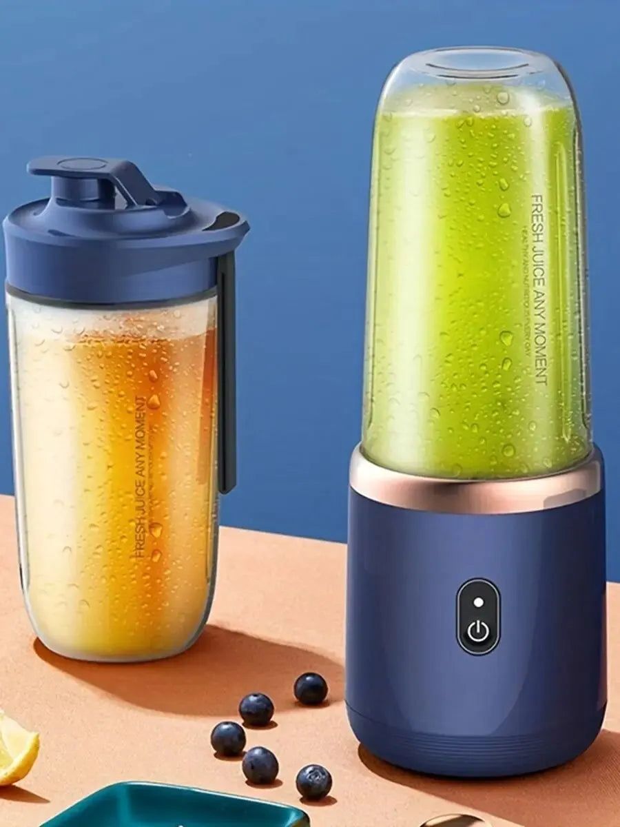 Frullatore Portatile Elettrico con Bottiglia, 6 Lame Multifunzionali, Frullatore per Succo Fresco, Frullatore per Smoothie, Tritacubo per Ghiaccio, Processore Alimentare