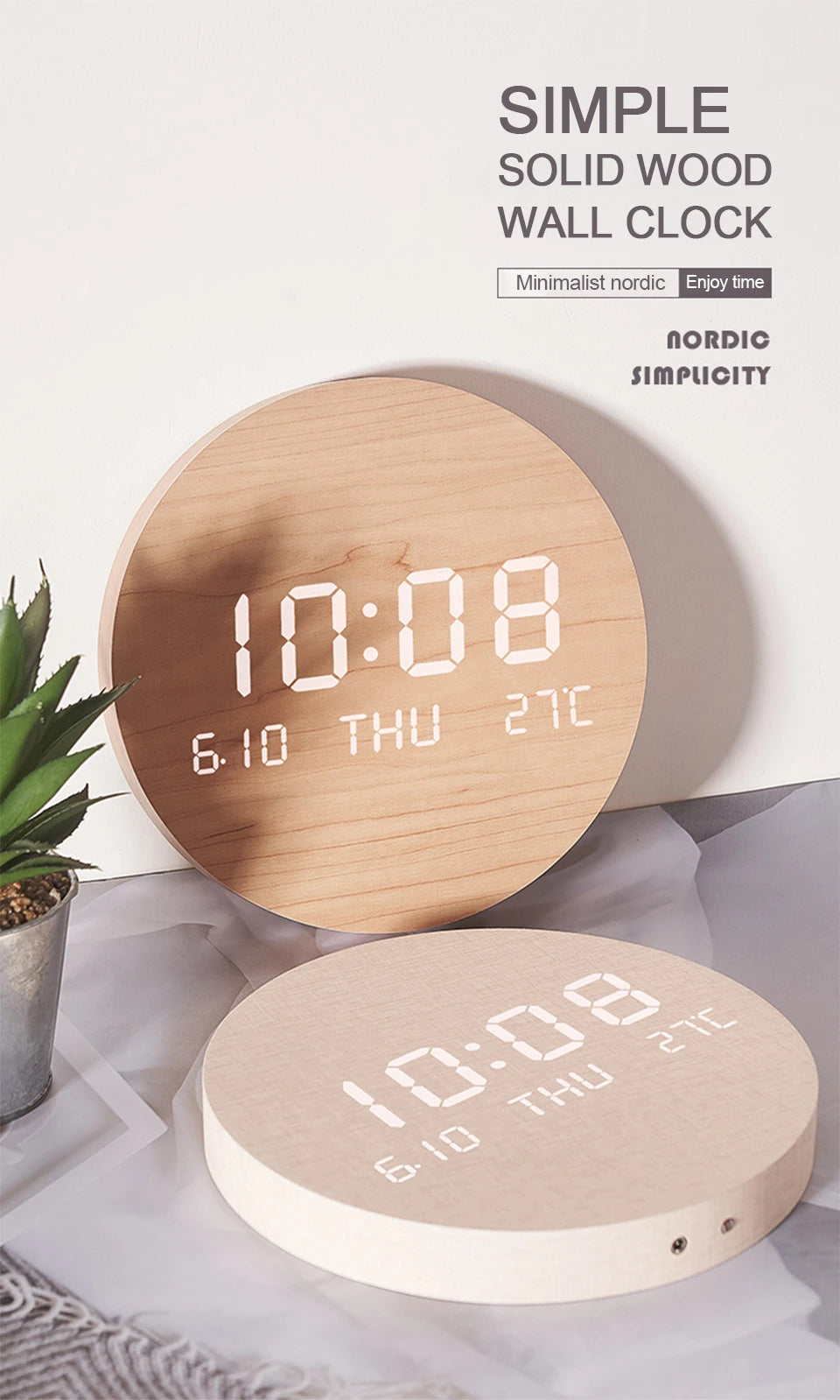 Orologio da Parete Digitale LED con Temperatura, Data, Ora, Display Multifunzionale, Orologio Silenzioso per Soggiorno e Camera da Letto, Orologio da Parete alla Moda