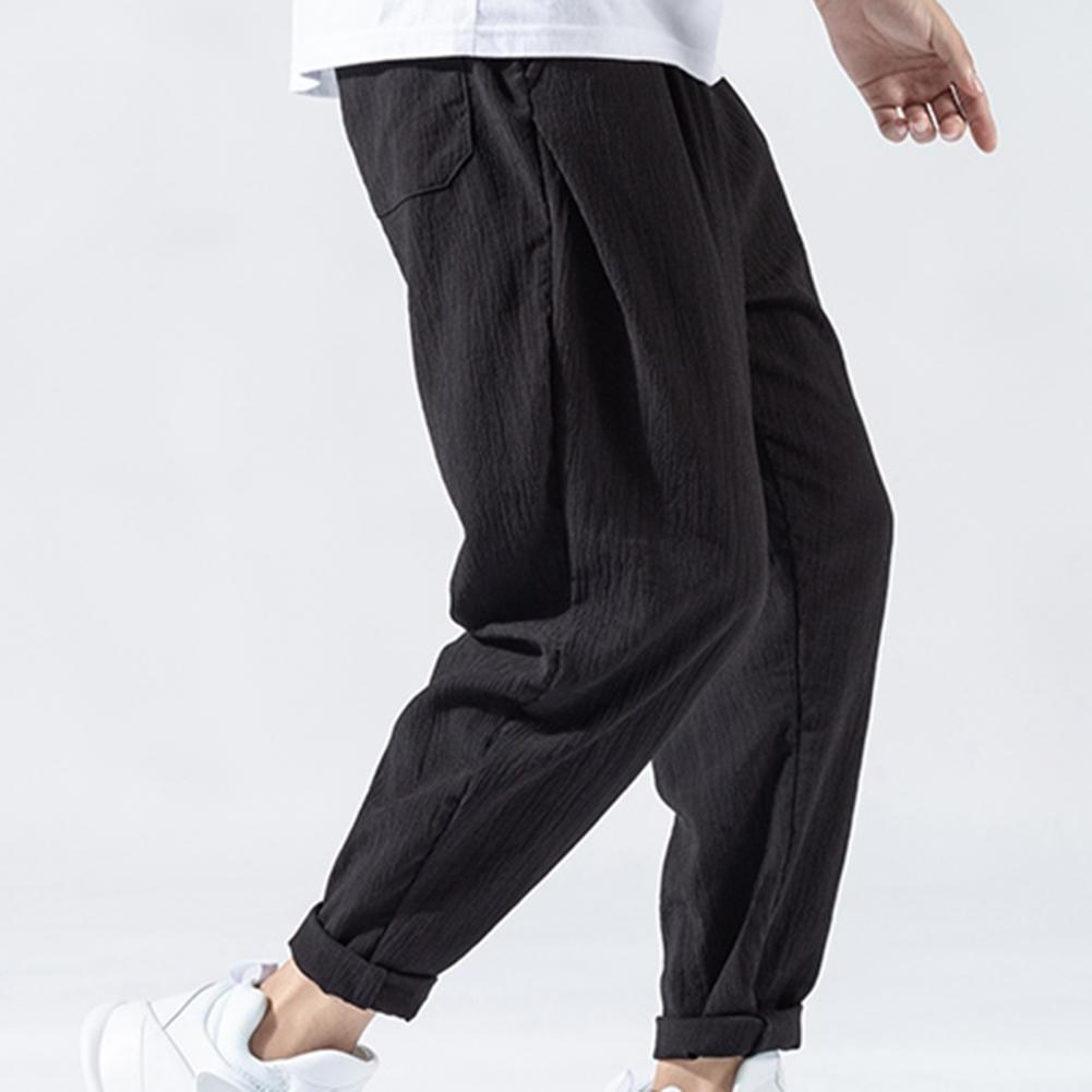 Pantaloni da uomo in cotone e lino larghi in stile giapponese, nuovi pantaloni in lino traspiranti per l'estate, pantaloni a tinta unita, streetwear fitness, taglia plus M-3XL.