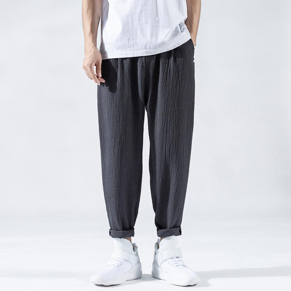 Pantaloni da uomo in cotone e lino larghi in stile giapponese, nuovi pantaloni in lino traspiranti per l'estate, pantaloni a tinta unita, streetwear fitness, taglia plus M-3XL.