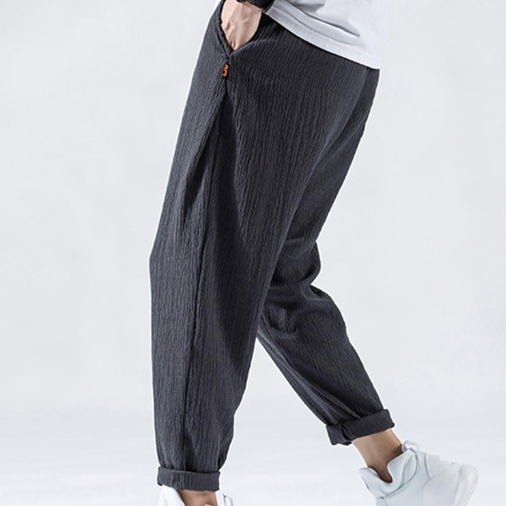 Pantaloni da uomo in cotone e lino larghi in stile giapponese, nuovi pantaloni in lino traspiranti per l'estate, pantaloni a tinta unita, streetwear fitness, taglia plus M-3XL.