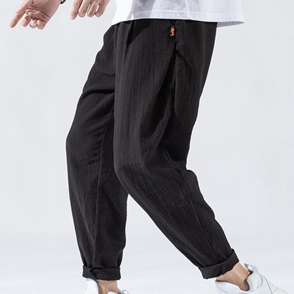 Pantaloni da uomo in cotone e lino larghi in stile giapponese, nuovi pantaloni in lino traspiranti per l'estate, pantaloni a tinta unita, streetwear fitness, taglia plus M-3XL.