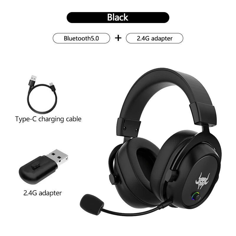 Cuffie da Gaming Wireless per PC/PS4/PS5/Nintendo Switch, Cuffie da Gaming Over Ear 2.4G/Bluetooth con Microfono.