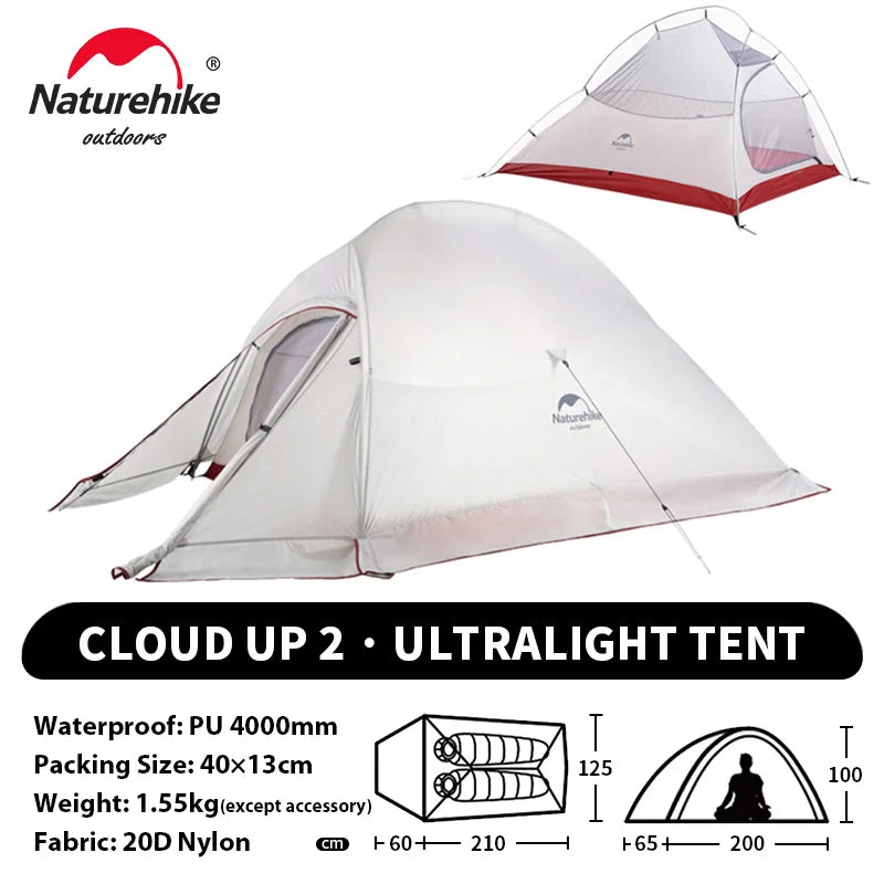 Tenda da campeggio Naturehike Cloud Up per 1, 2, 3 persone, tenda ultraleggera impermeabile, tende da trekking, rifugio per escursioni e campeggio, tenda da viaggio