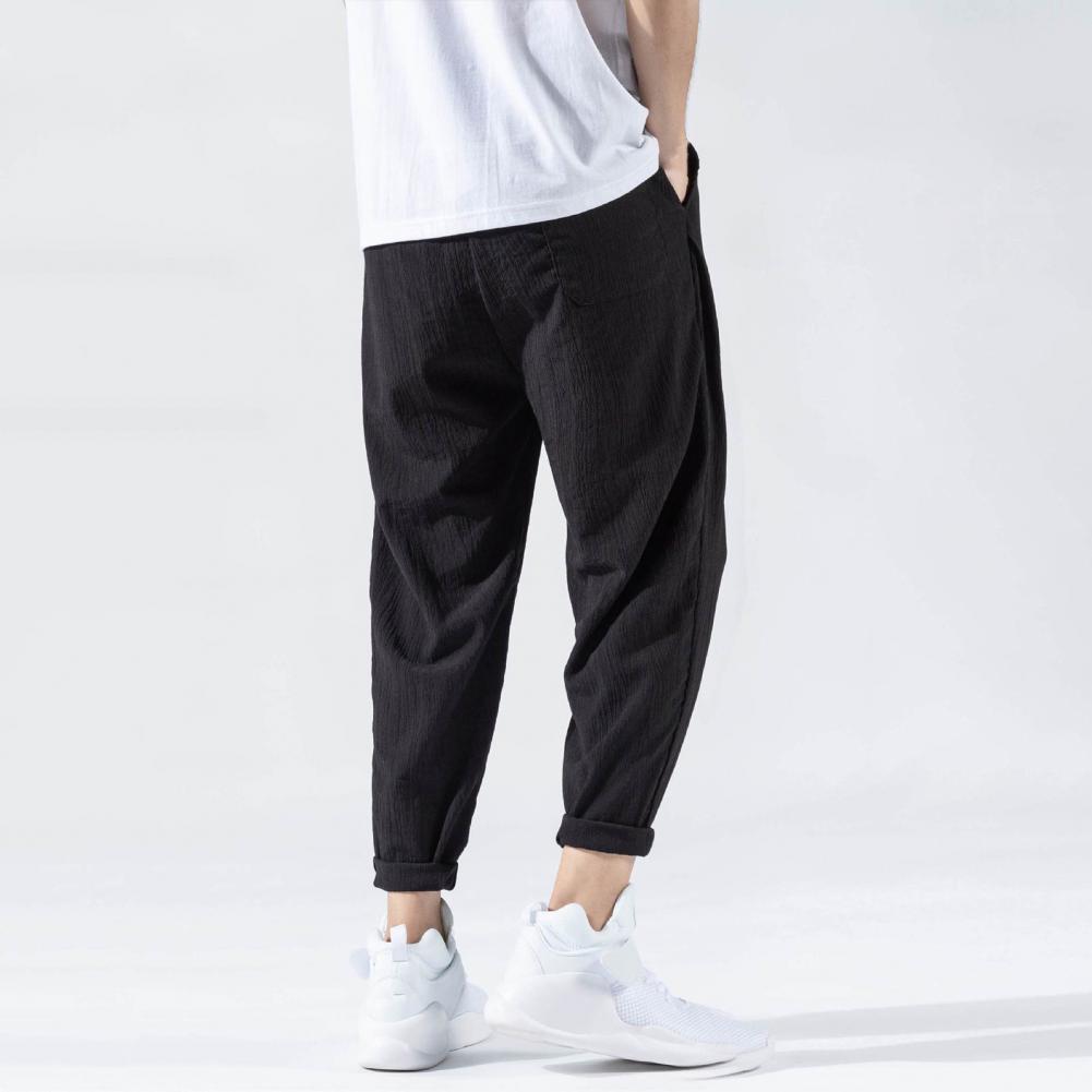 Pantaloni da uomo in cotone e lino larghi in stile giapponese, nuovi pantaloni in lino traspiranti per l'estate, pantaloni a tinta unita, streetwear fitness, taglia plus M-3XL.