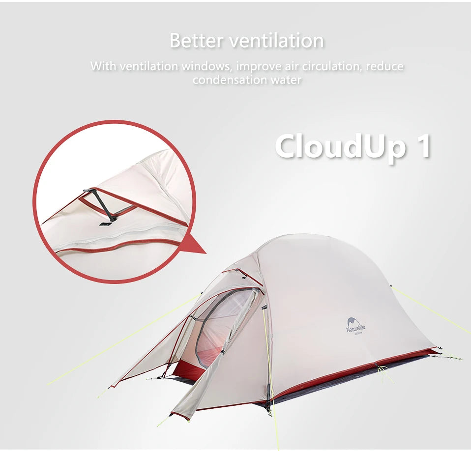 Tenda da campeggio Naturehike Cloud Up per 1, 2, 3 persone, tenda ultraleggera impermeabile, tende da trekking, rifugio per escursioni e campeggio, tenda da viaggio