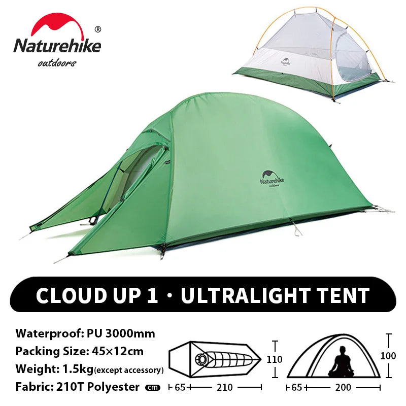 Tenda da campeggio Naturehike Cloud Up per 1, 2, 3 persone, tenda ultraleggera impermeabile, tende da trekking, rifugio per escursioni e campeggio, tenda da viaggio