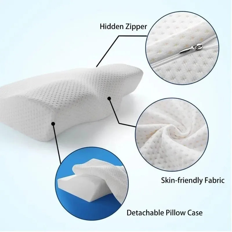 1 cuscino ortopedico in Memory Foam per letto, protezione del collo, cuscino in memory con rimbalzo lento, forma a farfalla, salute cervicale del collo