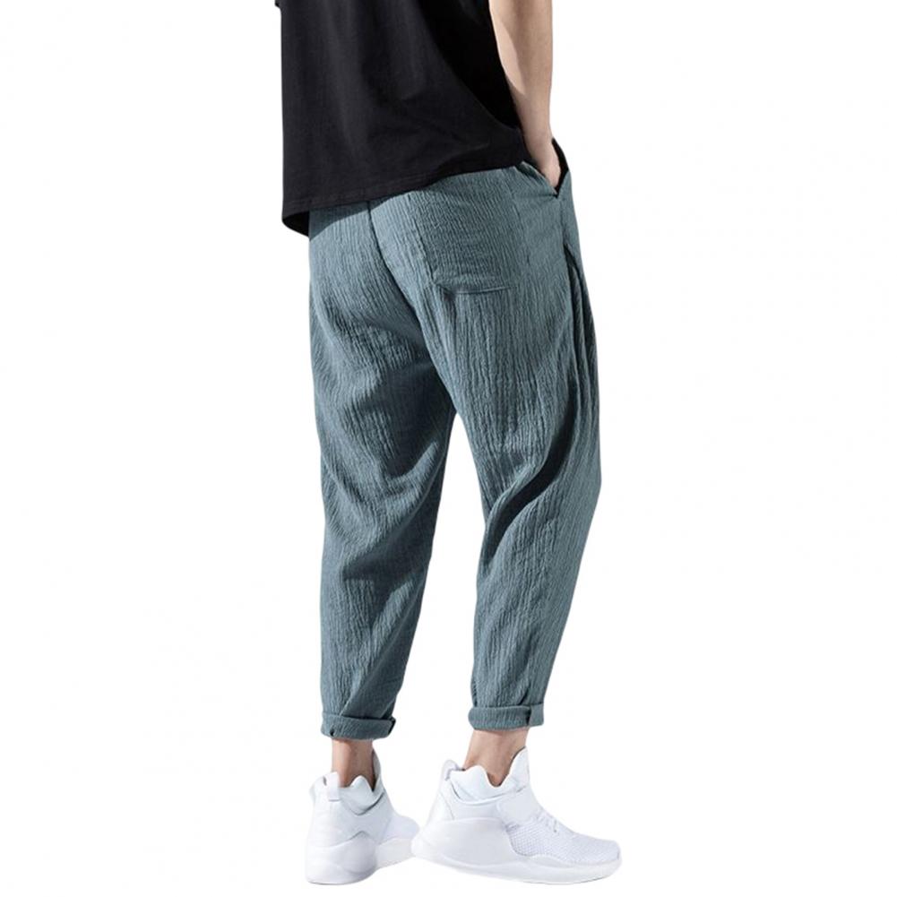 Pantaloni da uomo in cotone e lino larghi in stile giapponese, nuovi pantaloni in lino traspiranti per l'estate, pantaloni a tinta unita, streetwear fitness, taglia plus M-3XL.