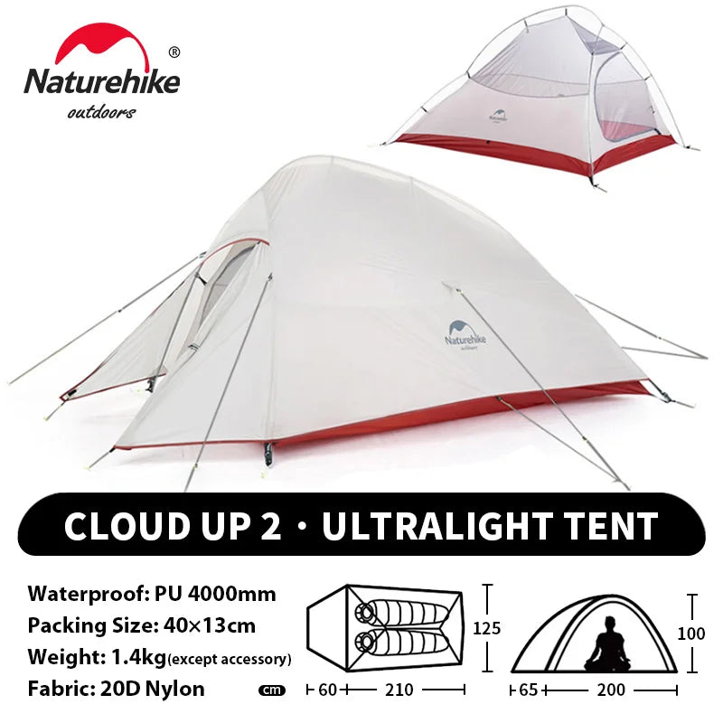 Tenda da campeggio Naturehike Cloud Up per 1, 2, 3 persone, tenda ultraleggera impermeabile, tende da trekking, rifugio per escursioni e campeggio, tenda da viaggio