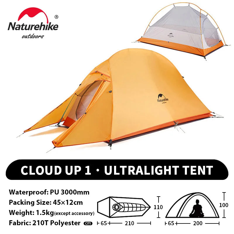 Tenda da campeggio Naturehike Cloud Up per 1, 2, 3 persone, tenda ultraleggera impermeabile, tende da trekking, rifugio per escursioni e campeggio, tenda da viaggio