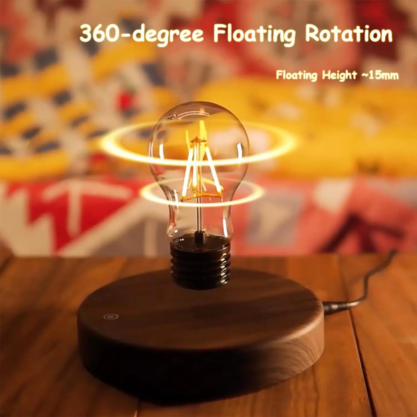 Luce notturna magnetica che levita con luna flottante, 3 temperature di colore, lampada 3D creativa con base in legno per regalo ufficio.