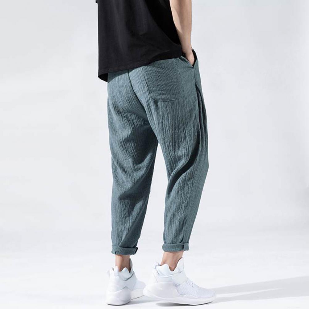 Pantaloni da uomo in cotone e lino larghi in stile giapponese, nuovi pantaloni in lino traspiranti per l'estate, pantaloni a tinta unita, streetwear fitness, taglia plus M-3XL.