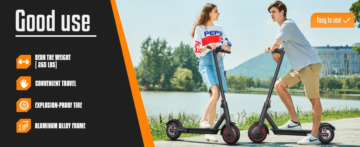 Scooter elettrico pieghevole da 350W per adulti e adolescenti, pneumatici antiscoppio, sistema frenante doppio, leggero, supporto APP.