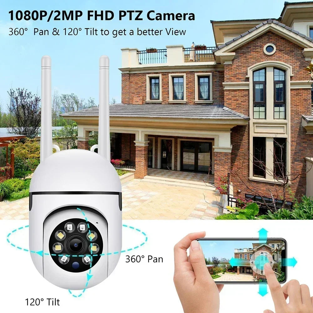 Telecamera 2.4G 1080P Wifi, videosorveglianza IP, monitor di protezione per esterni, zoom 4.0X, allarme a tracciamento wireless per la casa, impermeabile