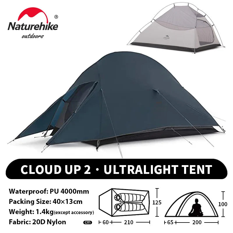 Tenda da campeggio Naturehike Cloud Up per 1, 2, 3 persone, tenda ultraleggera impermeabile, tende da trekking, rifugio per escursioni e campeggio, tenda da viaggio