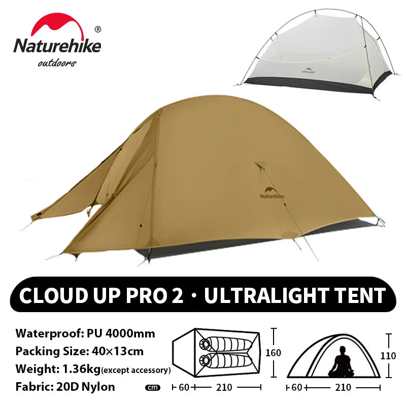 Tenda da campeggio Naturehike Cloud Up per 1, 2, 3 persone, tenda ultraleggera impermeabile, tende da trekking, rifugio per escursioni e campeggio, tenda da viaggio