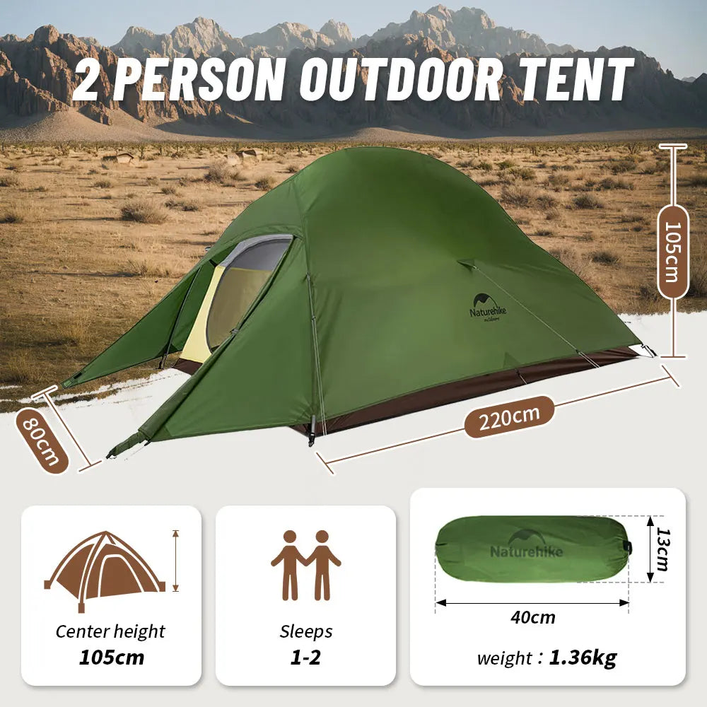 Tenda da campeggio Naturehike Cloud Up per 1, 2, 3 persone, tenda ultraleggera impermeabile, tende da trekking, rifugio per escursioni e campeggio, tenda da viaggio