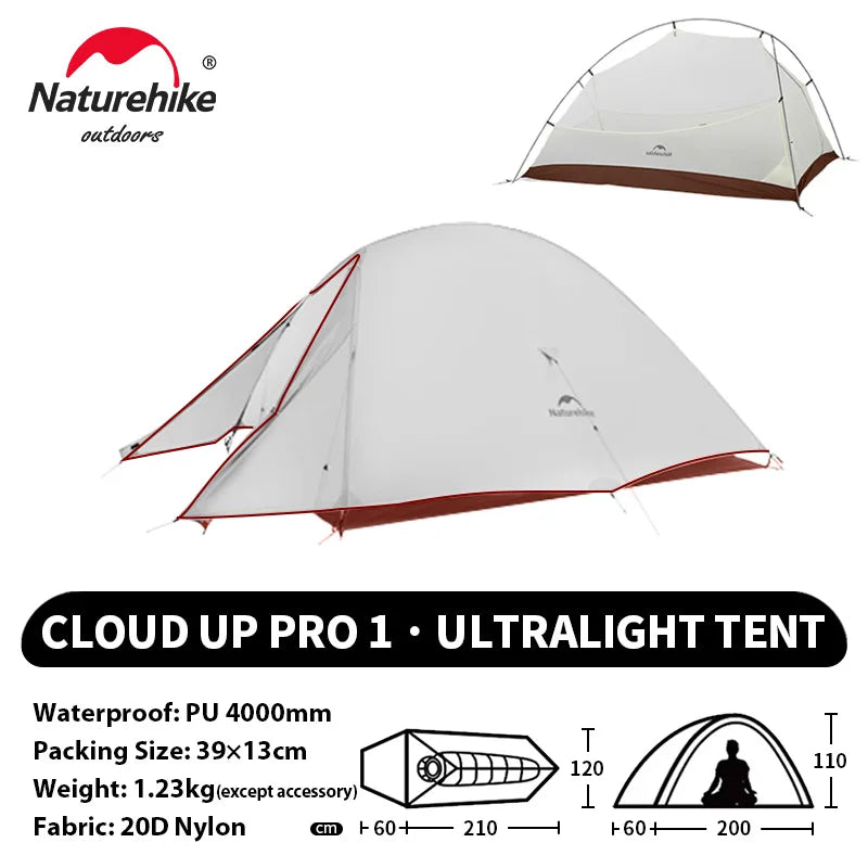 Tenda da campeggio Naturehike Cloud Up per 1, 2, 3 persone, tenda ultraleggera impermeabile, tende da trekking, rifugio per escursioni e campeggio, tenda da viaggio