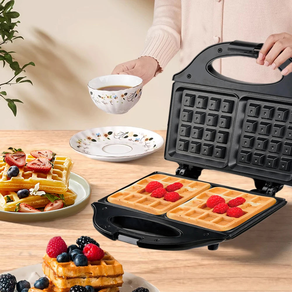 Macchina per Waffle Elettrica Professionale, Elettrodomestico da Cucina Multifunzionale, Macchina per Waffle da Colazione, Piastra in Ferro Antiaderente