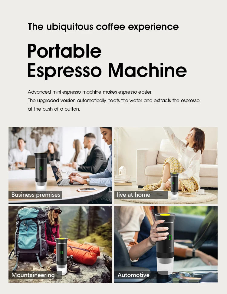 Macchina da caffè portatile senza fili, macchina per espresso per auto, casa e campeggio, macchina per caffè 3-in-1 con capsule e polvere, macchina da caffè da viaggio