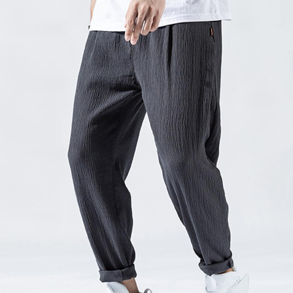 Pantaloni da uomo in cotone e lino larghi in stile giapponese, nuovi pantaloni in lino traspiranti per l'estate, pantaloni a tinta unita, streetwear fitness, taglia plus M-3XL.