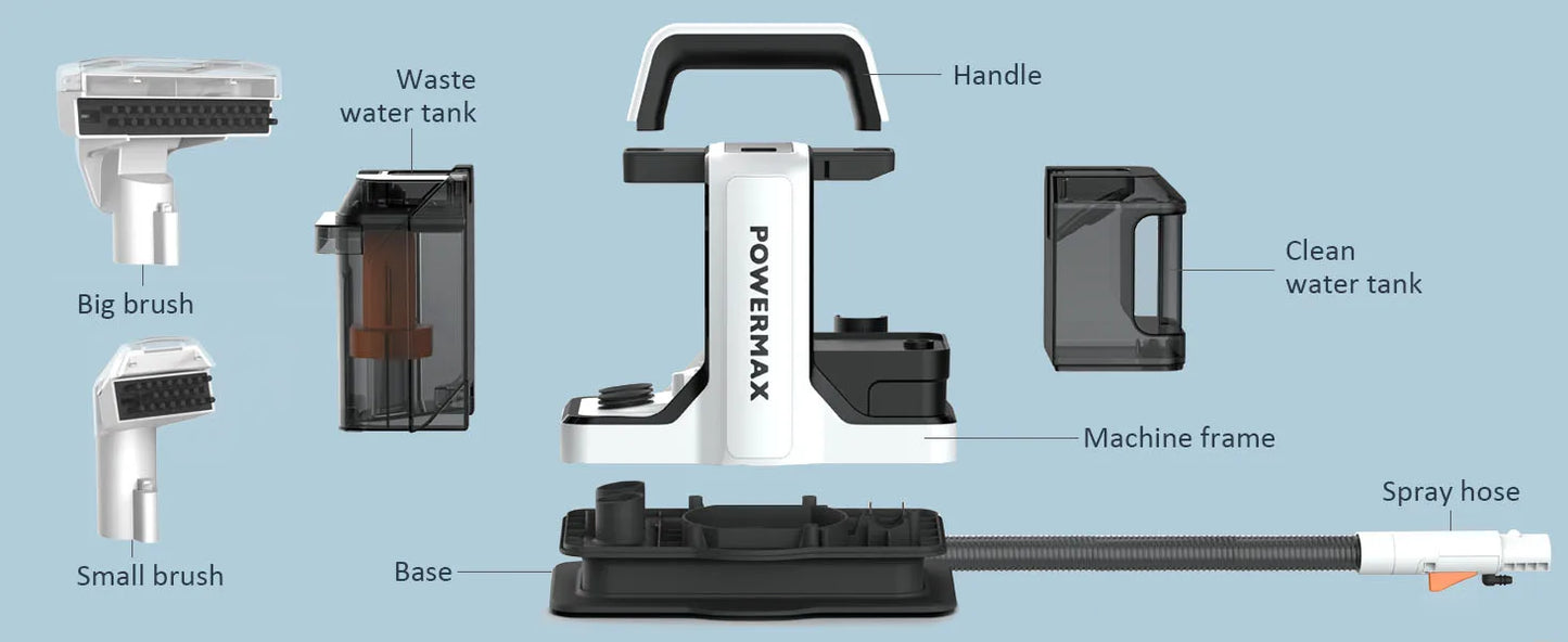 "Aspirapolvere Portatile ZCWA per Tappeti 15Kpa 450W/750W, Pulitore a Macchie, Aspirapolvere con Spruzzo e Aspirazione, Macchina Integrata per la Pulizia"