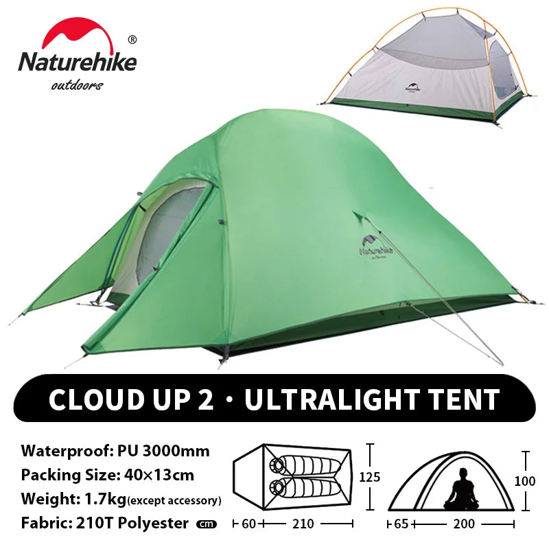 Tenda da campeggio Naturehike Cloud Up per 1, 2, 3 persone, tenda ultraleggera impermeabile, tende da trekking, rifugio per escursioni e campeggio, tenda da viaggio