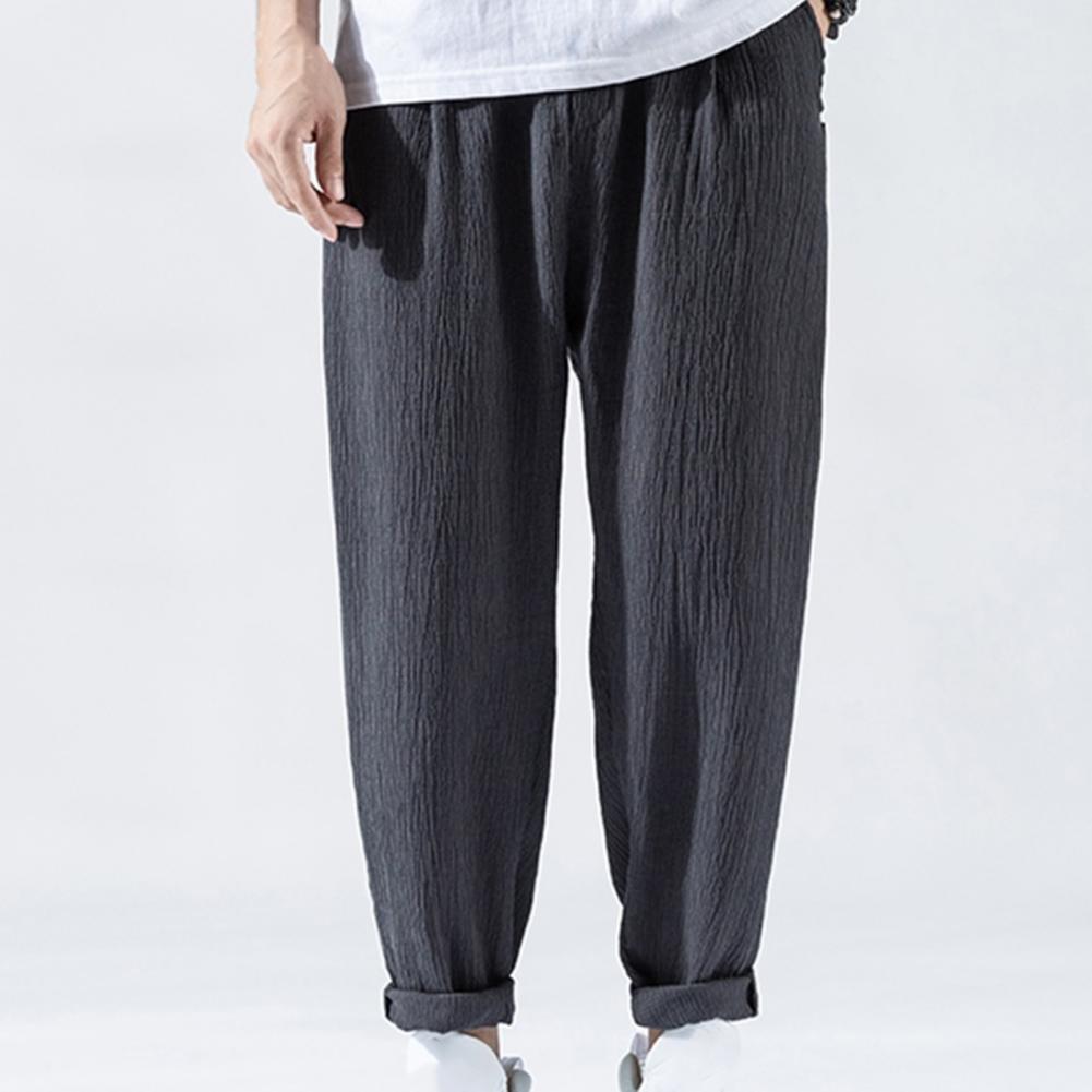 Pantaloni da uomo in cotone e lino larghi in stile giapponese, nuovi pantaloni in lino traspiranti per l'estate, pantaloni a tinta unita, streetwear fitness, taglia plus M-3XL.